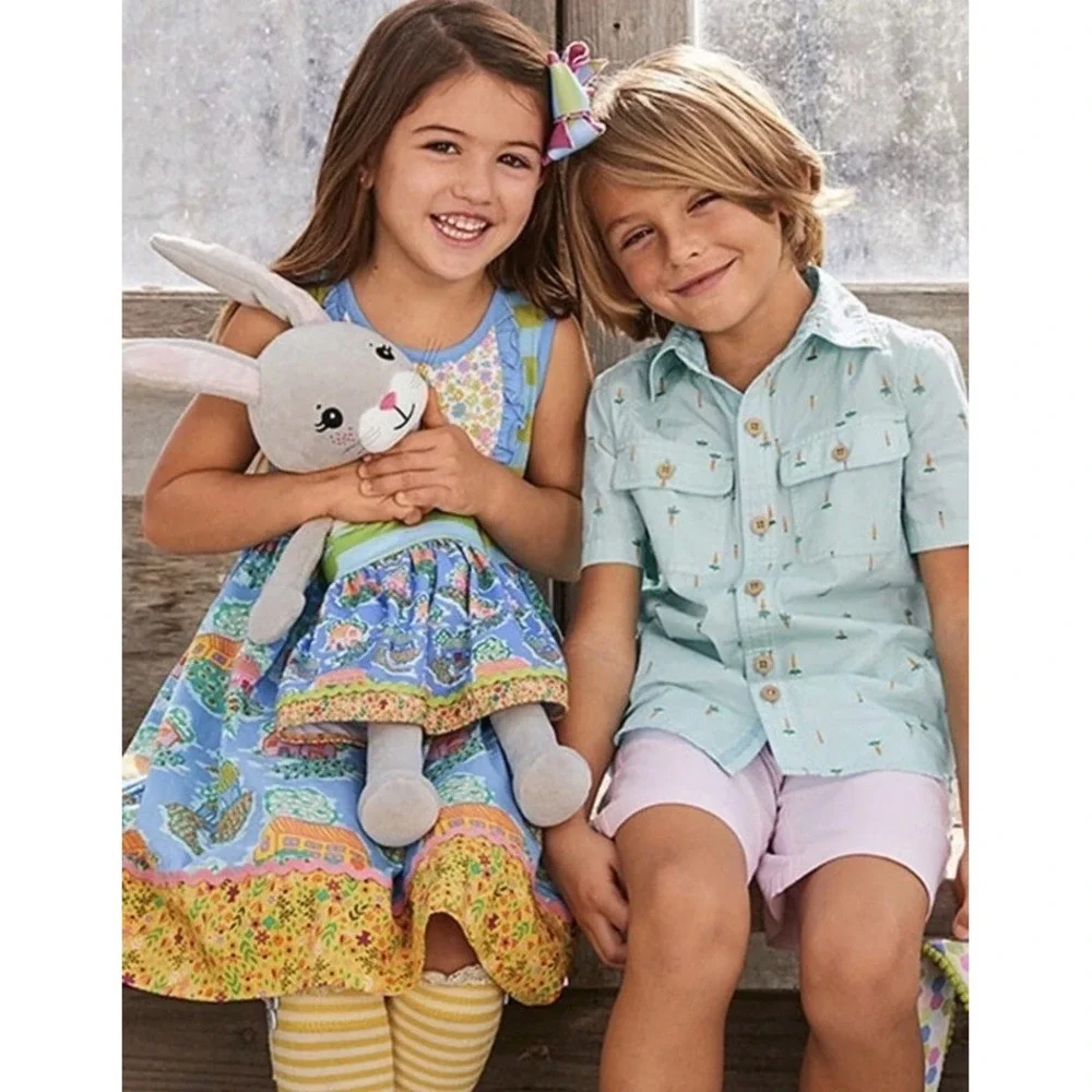 MATILDA JANE BOY Mr. Cottontail Carrots Button Up‎ Shirt Size 4 Spring Easter